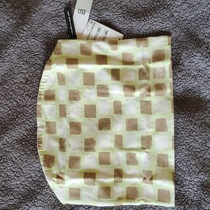 BP.: Tic Tac Checkered Tubetop, neon green lines and boxes of ivory & tan